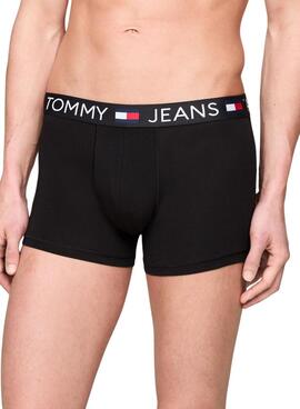 Pacote com 3 cuecas Tommy Jeans Trunk Essential preto para homem.