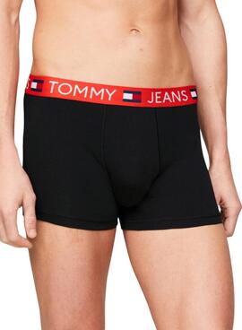Conjunto de 3 cuecas Tommy Jeans Trunk preto para homem.
