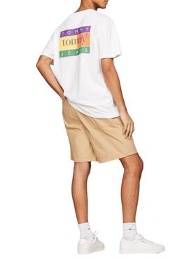 Camiseta Tommy Jeans Summer Flag Branca para Homem