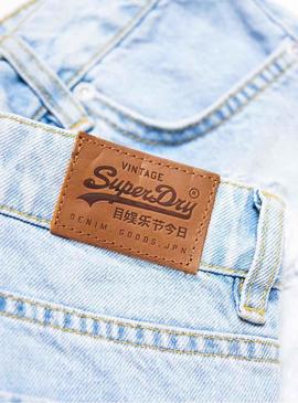 Short Superdry Eliza Light Denim Mulher