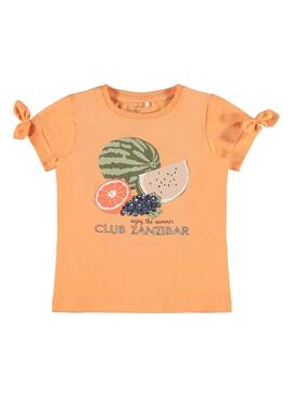 T-Shirt Name It Orange People para Menina