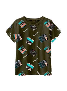 T-Shirt Name It Polaroid Verde para Menino
