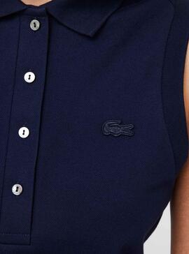 Polo Lacoste sem mangas Azul Marinho para Mulher