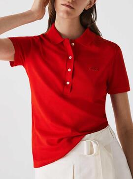 Polo Lacoste Bord-Cotes Vermelho para Mulher