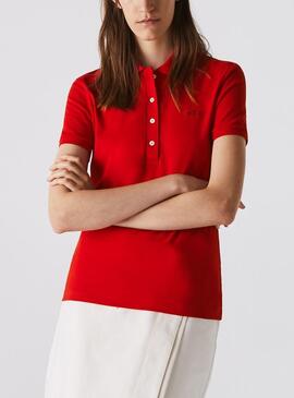 Polo Lacoste Bord-Cotes Vermelho para Mulher