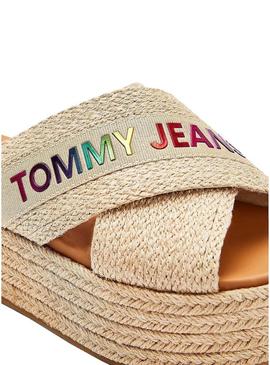 Sandálias Tommy Jeans Rainbow Bege para Mulher