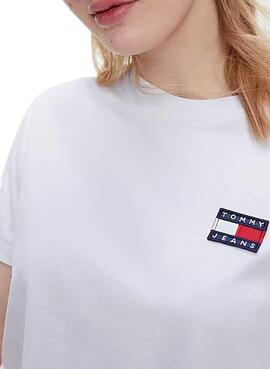 T-Shirt Tommy Jeans Badge Tee Branco para Mulher