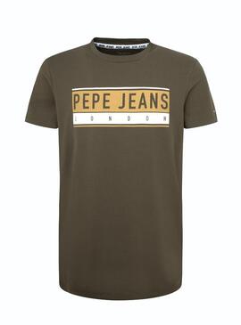 T-Shirt Pepe Jeans Jayo Verde Faixa para Homem