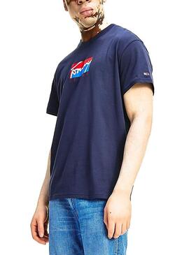 T-Shirt Tommy Jeans Block Graphic Azul Marinho