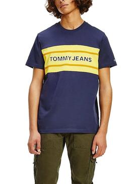 T-Shirt Tommy Jeans Stripe Colorblock Azul Marinho