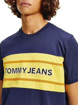 T-Shirt Tommy Jeans Stripe Colorblock Azul Marinho