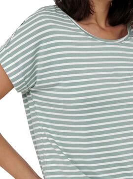 T-Shirt Only Moster Stripe Verde para Mulher