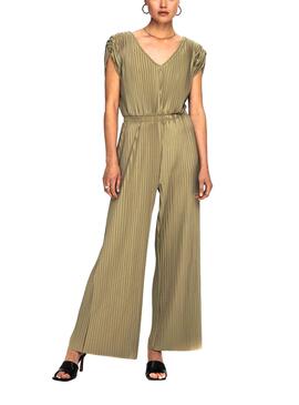 Jumpsuit Only Mary Plisado Verde para Mulher