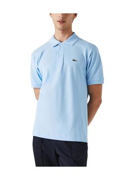 Polo Lacoste Col Bord Cotes Azul para Homem