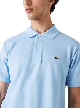 Polo Lacoste Col Bord Cotes Azul para Homem