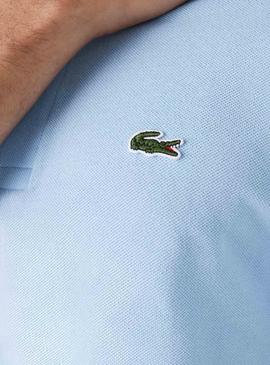 Polo Lacoste Col Bord Cotes Azul para Homem