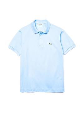 Polo Lacoste Col Bord Cotes Azul para Homem