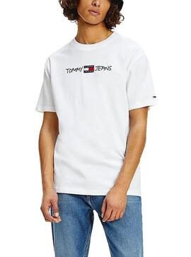T-Shirt Tommy Jeans Linear Written Branco Homem