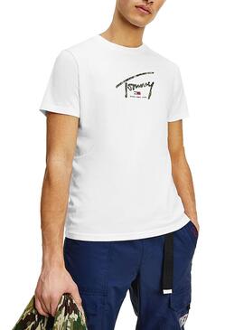 T-Shirt Tommy Jeans Hand Written Branco Homem