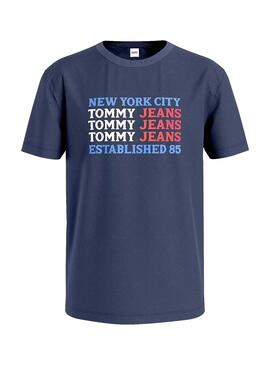 T-Shirt Tommy Jeans Flag Azul para Homem