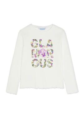 T-Shirt Mayoral Flower Letters Branco para Menina