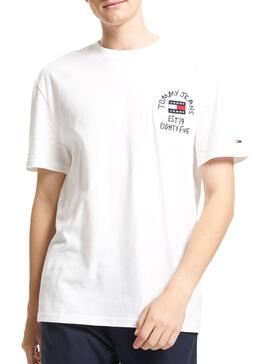 T-Shirt Tommy Jeans Chest Written Branco Homem