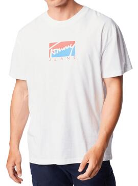 T-Shirt Tommy Jeans Block Graphic Branco Homem