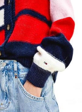 Cardigan Tommy Jeans Color Block Multi para Mulher