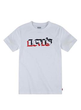 T-Shirt Levis Logo 3D Branco para Menino