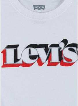 T-Shirt Levis Logo 3D Branco para Menino