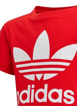 T-Shirt Adidas Trefoil Vermelho para Menino