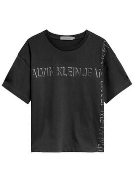 T-Shirt Calvin Klein Jeans Linear Logo Preto Menina