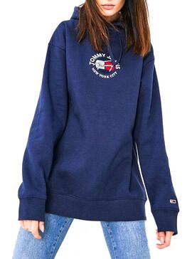Sweat Tommy Jeans Relaxed Azul Marinho para Mulher