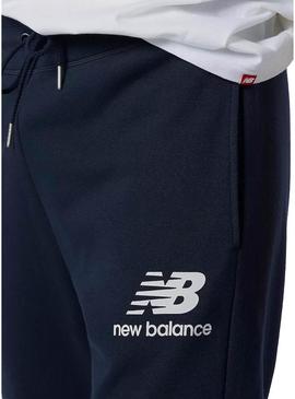 Calças New Balance Stack Logo Azul Marinho Homem