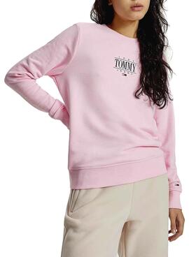 Sweat Tommy Jeans Essential Logo Rosa Mulher