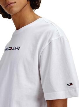 T-Shirt Tommy Jeans Small Text Branco Homem
