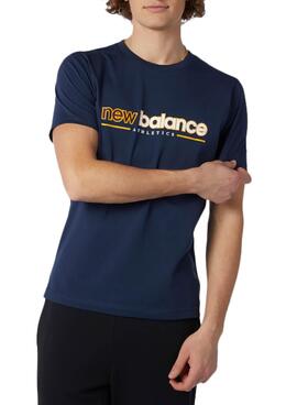 T-Shirt New Balance Atletismo Azul para Homem