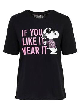 T-Shirt Only Peanuts Snoopy Preto para Mulher