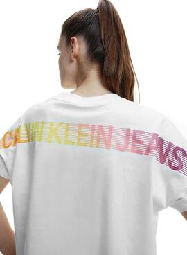 T-Shirt Calvin Klein Jeans Degrade Branco Mulher