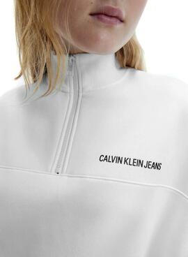 Sweat Calvin Klein Institucional Branco Mulher