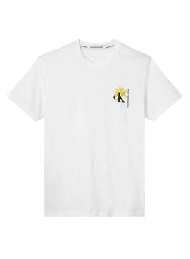 T-Shirt Calvin Klein Palm Print Branco Homem