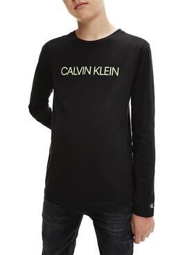 T-Shirt Calvin Klein Institucional LS Preto Menino
