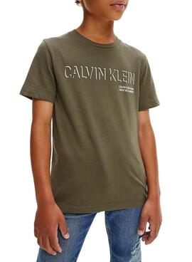 T-Shirt Calvin Klein Shadow Logo Verde Menino