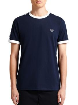 T-Shirt Fred Perry Taped Ringer Azul Marinho De Homem