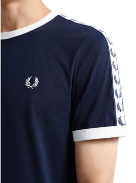 T-Shirt Fred Perry Taped Ringer Azul Marinho De Homem