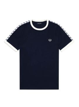 T-Shirt Fred Perry Taped Ringer Azul Marinho De Homem