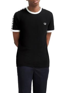 T-Shirt Fred Perry Taped Ringer Preto para Homem