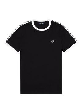 T-Shirt Fred Perry Taped Ringer Preto para Homem