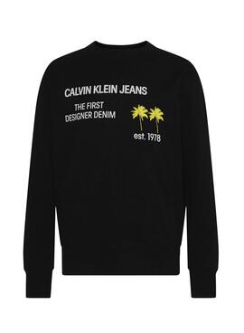 Sweat Calvin Klein Jeans Palm Print Preto Homem