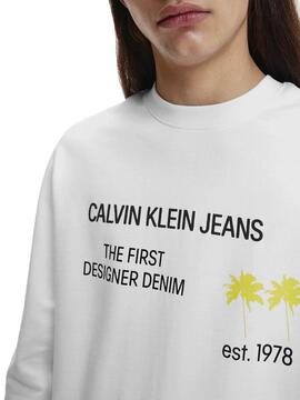 Sweat Calvin Klein Palm Print Branco Homem